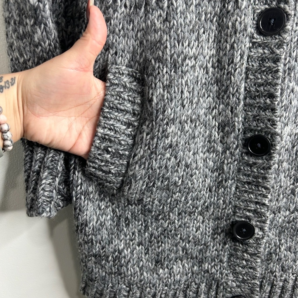 Talbots‎ Chunky Knit Cardigan Sweater Womens XL Gray Wool Blend Fisherman Winter - Picture 3 of 8